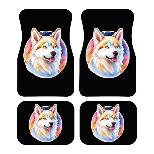 Siberian Husky Watercolor Car Mats