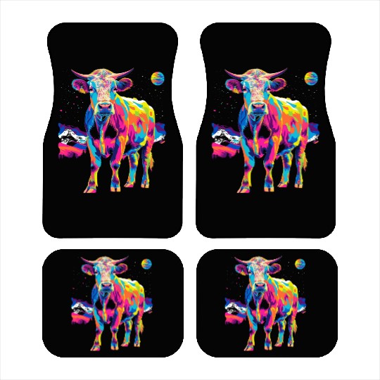 Hereford Cattle Farmer Popart Car Mats