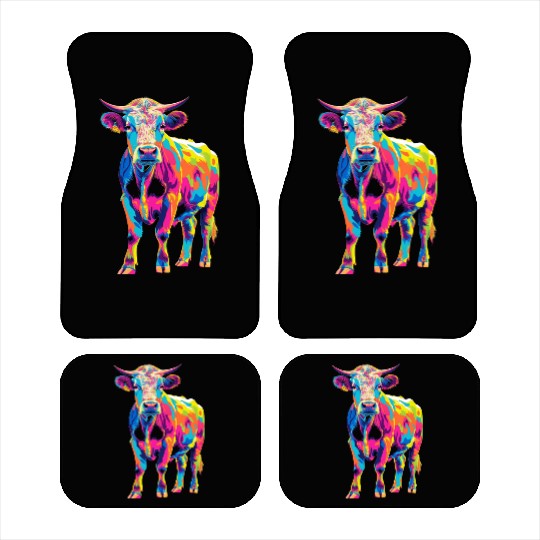 Hereford Cattle Farmer Popart Car Mats