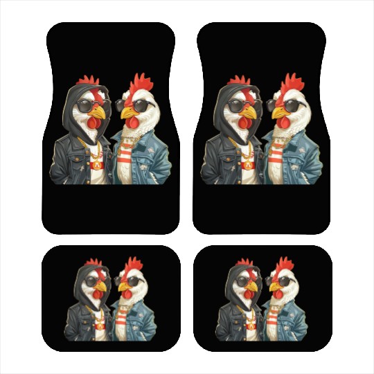 Chickens dressed in stylish streetwear Car Mats