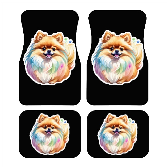 Pomeranian Watercolor Car Mats