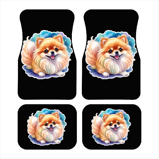 Pomeranian Watercolor Car Mats