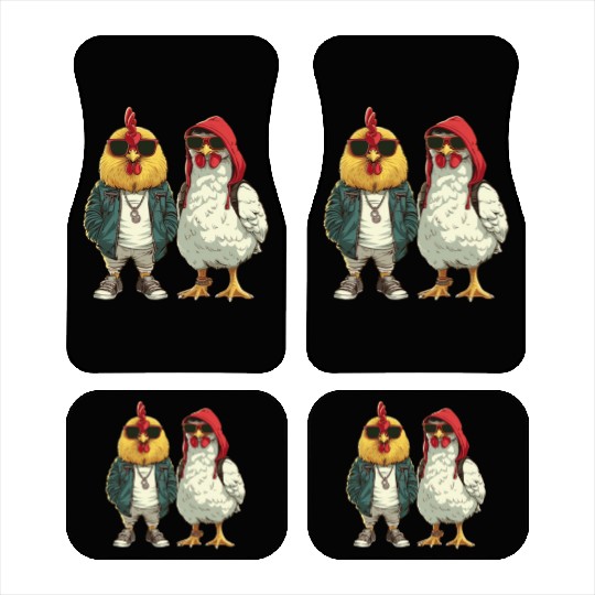 Cool chickens in modern streetwear Car Mats