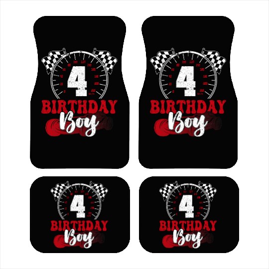 Kids Birthday Boy 4 Four Race Car 4th Birthday Car Mats