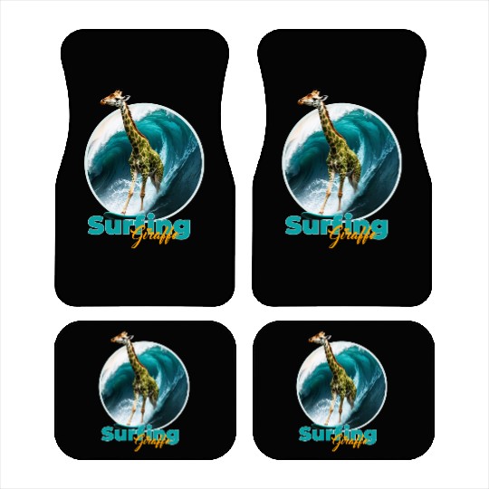 Surfing Giraffe in a Storm Car Mats