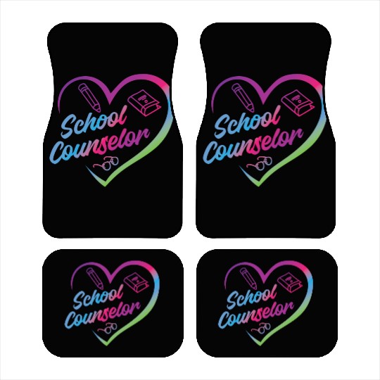 School Counselor Heart Watercolor Car Mats