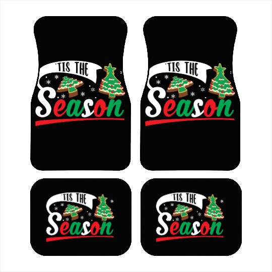 Tis The Season Christmas Cakes Retro Xmas Pajamas Car Mats