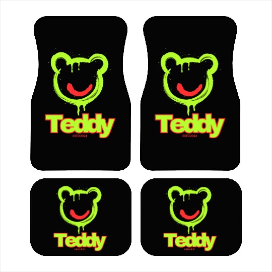 Neon Drip Teddy Bear Illustration Car Mats