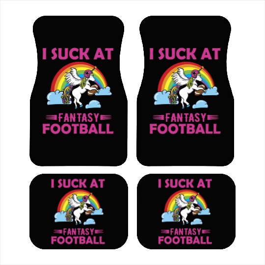 I Suck at Fantasy Football Unicorn Rainbow Car Mats