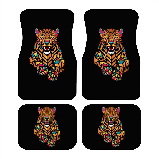 Colorful Geometric Jaguar Illustration Car Mats