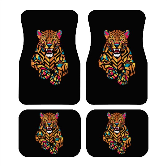 Colorful Geometric Jaguar Illustration Car Mats