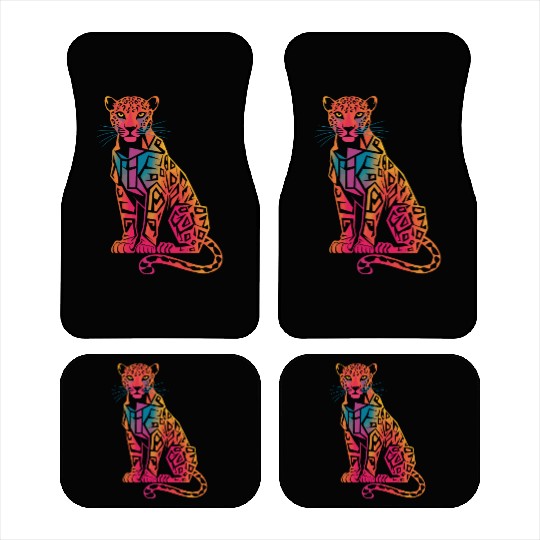 Colorful Geometric Jaguar Artwork for Bold Car Mats