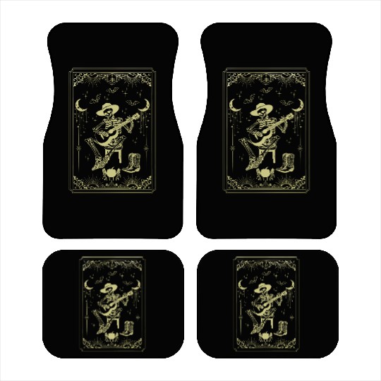 Tarot Card Celestial Cowboy Skeleton Plays Guitar Car Mats