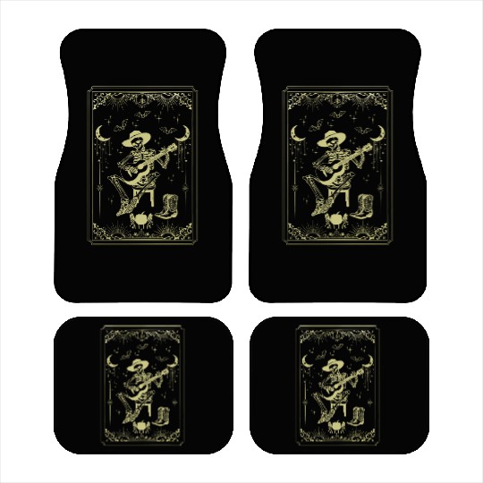 Tarot Card Celestial Cowboy Skeleton Plays Guitar Car Mats