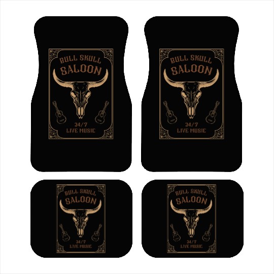 Country Music Western Bull Skull Saloon Car Mats