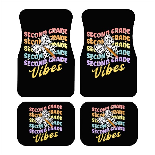 Second 2nd Grade Vibes Teacher Coquette Bow Dalmat Car Mats