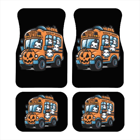 Ghost Halloween School Bus Car Mats