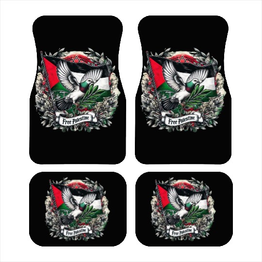 Pigeon holding olive's leaf free Palestine Flag Car Mats