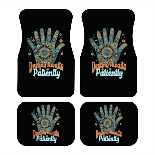 SAYING: Destiny awaits patiently, retro palm, sun Car Mats