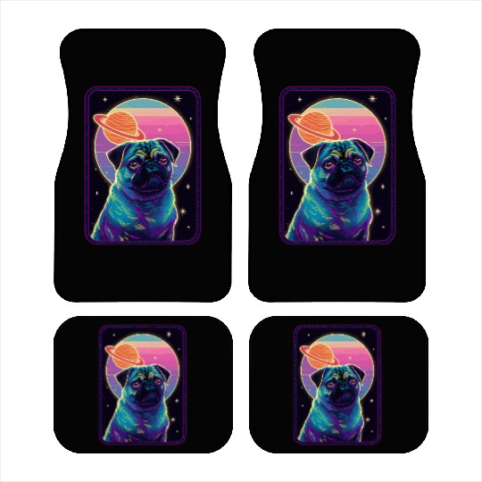 Animal Art Planet Fantasy Artwork with Neon Pug Car Mats