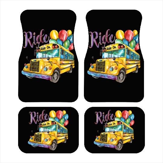 "Back-to-School Ride: Colorful School Bus" Car Mats