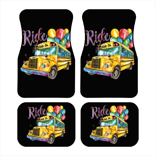 "Back-to-School Ride: Colorful School Bus" Car Mats