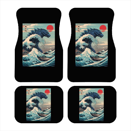 Kaiju Monster Japanese Great Wave Anime Graphic Car Mats