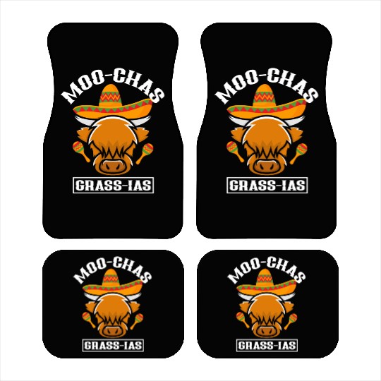 Highland Cow Moo-chas Grass-ias Car Mats