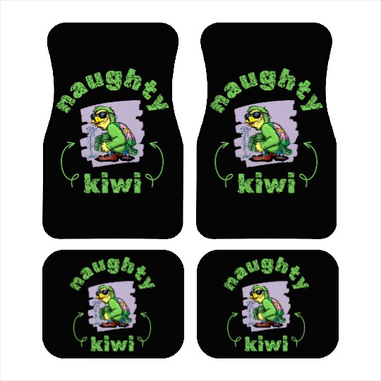 Funny naughty green kiwi bird Car Mats