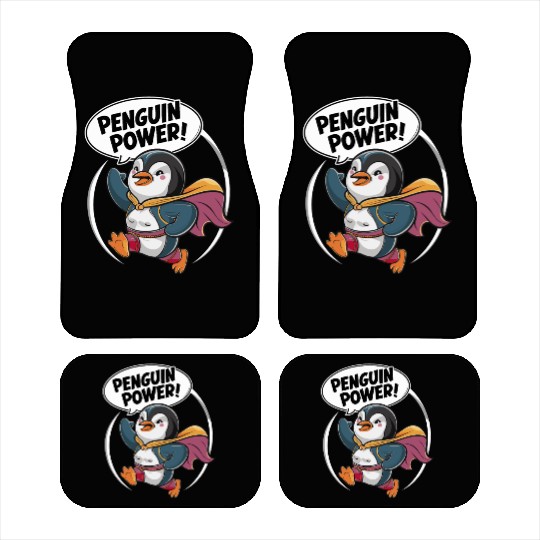 Penguin Power Superhero Fun Graphic Car Mats