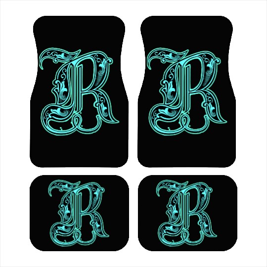 Neon Ornate Letter R Design Car Mats