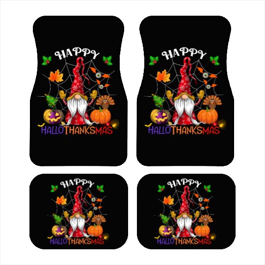 Happy HalloThanksMas Gnome Car Mats