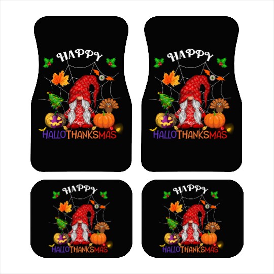 Happy HalloThanksMas Gnome Car Mats