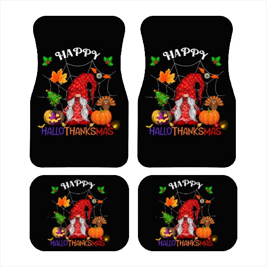 Happy HalloThanksMas Gnome Car Mats