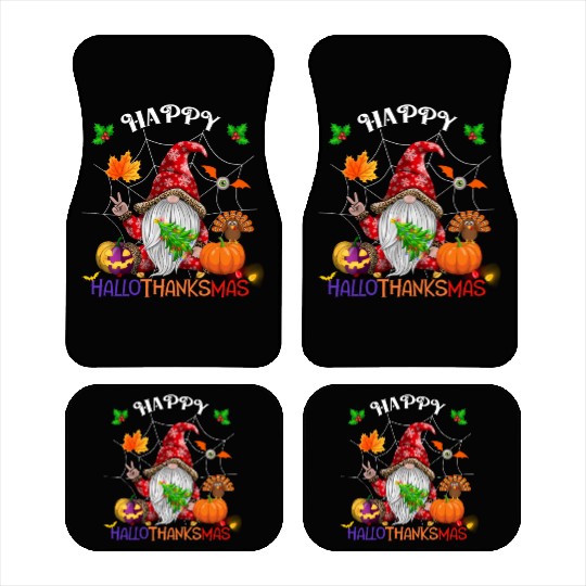 Happy HalloThanksMas Gnome Car Mats