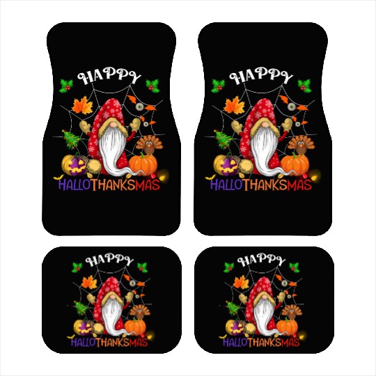 Happy HalloThanksMas Gnome Car Mats