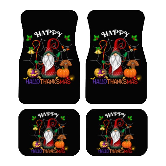 Happy HalloThanksMas Gnome Car Mats