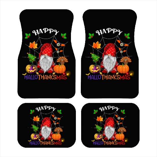 Happy HalloThanksMas Gnome Car Mats