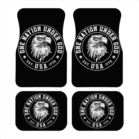 One Nation Under God Est. USA 1776 American Eagle Car Mats