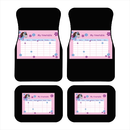 Timetable for Kids - Pony Flowers pink Car Mats
