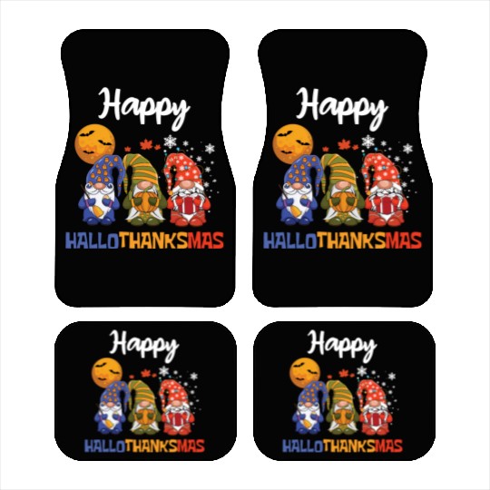 Happy Hallothanksmas Halloween Thanksgiving Gnome Car Mats