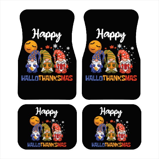 Happy Hallothanksmas Halloween Thanksgiving Gnome Car Mats