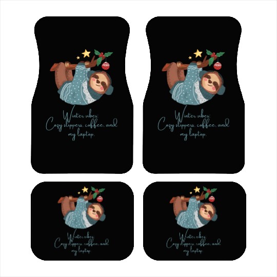 Winter vibes: Cozy slippers, coffee, and my laptop Car Mats