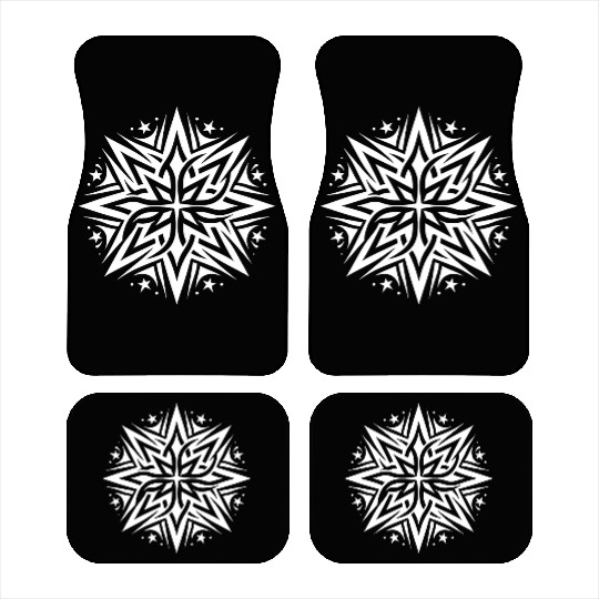 Star Composition Of Tattoo Stars And Flames Car Mats