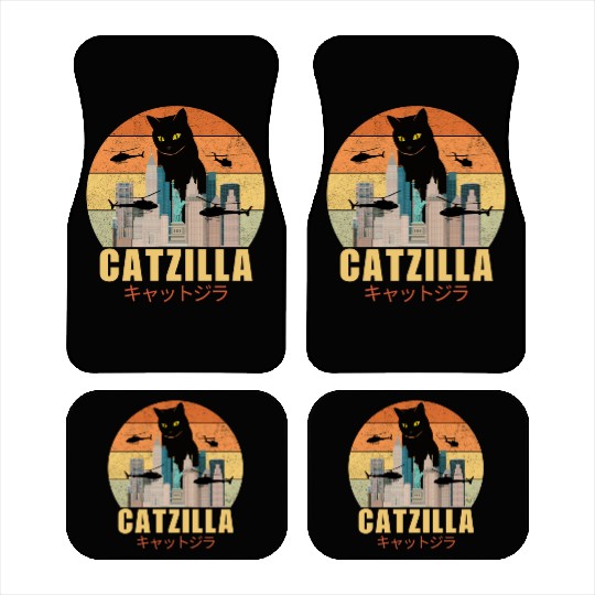 Retro Vintage Catzilla Japanese Cute Cat Lover Car Mats