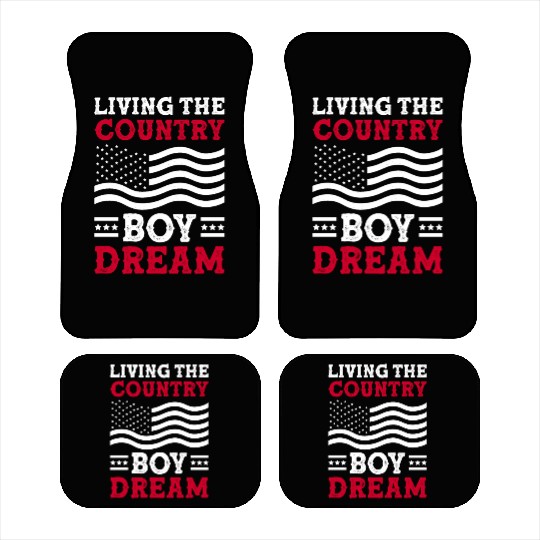 Small Town Us Flag Country Livin Boy Car Mats