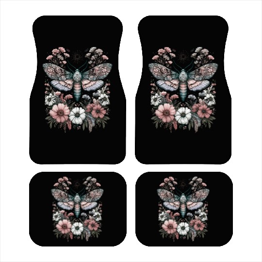 Fairycore Floral Moth Pastel Fairycore Aesthetic Car Mats