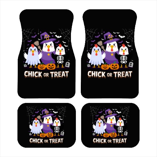 Chick or Treat Halloween Fun with Ghost, Witch, Car Mats