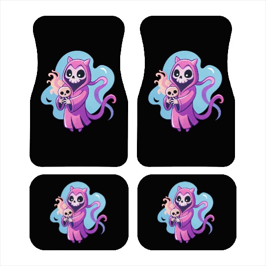skeletal figure, violet pink robe, lavender puppy Car Mats