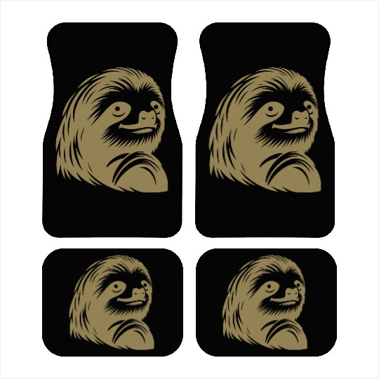 Thoughtful sloth face portrait silhouette Car Mats